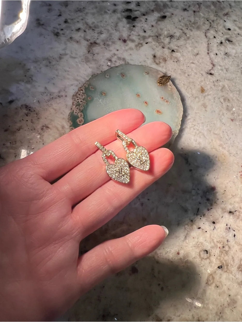 Pavé Heart Lock Drop Earrings NEW